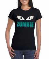 Halloween zombie ogen t-shirt zwart dames