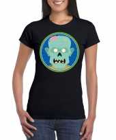 Halloween zombie t-shirt zwart dames