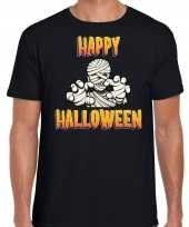 Happy halloween horror mummie verkleed t-shirt zwart heren