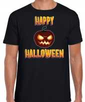 Happy halloween horror pompoen verkleed t-shirt zwart heren