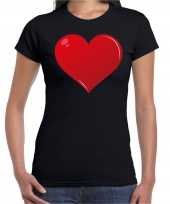 Hart cadeau t-shirt zwart dames