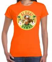 Hawaii feest t-shirt shirt aloha hawaii oranje dames