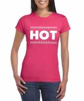 Hot t-shirt fuscia roze dames