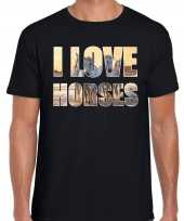 I love horses paarden dieren t-shirt zwart heren