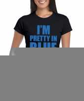 I m pretty blue t-shirt zwart dames