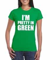 I m pretty green t-shirt groen dames