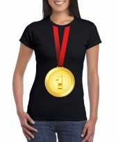 Kampioen gouden medaille shirt zwart dames