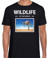 Kangoeroe t-shirt dieren foto wildlife of the world zwart heren