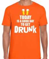 Koningsdag t-shirt good day to get drunk oranje heren