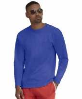 Longsleeves basic t-shirts blauw mannen
