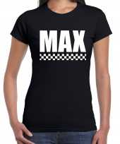 Max coureur supporter finish vlag t-shirt zwart dames