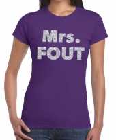 Mrs fout zilver glitter tekst t-shirt paars dames