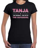 Naam cadeau t-shirt shirt tanja the supergirl zwart dames