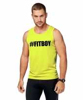 Neon geel sport-shirt singlet fitboy heren