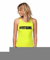Neon geel sport-shirt singlet fitgirl dames