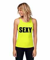 Neon geel sport-shirt singlet sexy dames