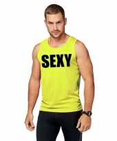 Neon geel sport-shirt singlet sexy heren