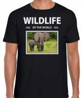 Olifant t-shirt dieren foto wildlife of the world zwart heren 10264286