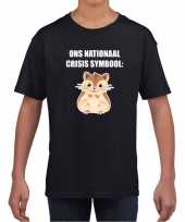 Ons nationaal crisis symbool hamster t-shirt zwart kinderen