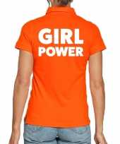 Oranje poloshirt girl power dames