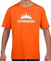 Oranje prinsesje kroon t-shirt meisjes