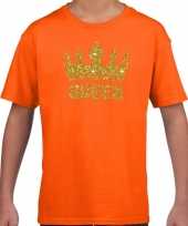 Oranje shirt kinderen gouden queen