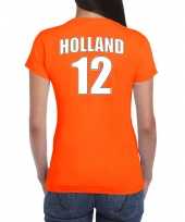 Oranje supporter t-shirt rugnummer 12 holland nederland fan shirt dames