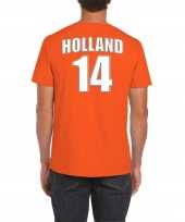 Oranje supporter t-shirt rugnummer 14 holland nederland fan shirt heren