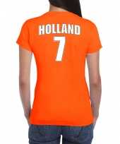 Oranje supporter t-shirt rugnummer 7 holland nederland fan shirt dames