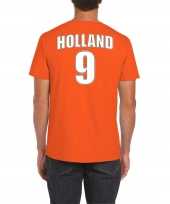 Oranje supporter t-shirt rugnummer 9 holland nederland fan shirt heren