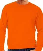 Oranje sweater sweatshirt trui grote maat ronde hals heren
