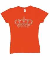Oranje t-shirt kroontje dames