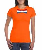 Oranje t-shirt nederland vlag strikje dames