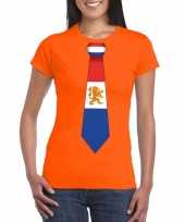 Oranje t-shirt nederland vlag stropdas dames