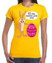 Paas t-shirt ei will always love you geel dames