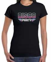 Party 70s 80s 90s feest-shirt disco thema zwart dames