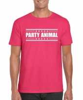 Party animal t-shirt fuscia roze heren
