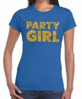 Party girl glitter tekst t-shirt blauw dames