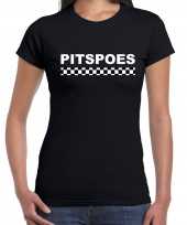 Pitspoes coureur supporter finish vlag t-shirt zwart dames