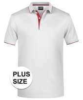 Plus size polo t-shirt high quality wit rood heren