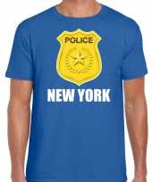 Police politie embleem new york verkleed t-shirt blauw heren