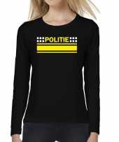 Politie logo verkleed t-shirt long sleeve zwart dames