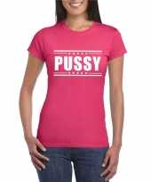 Pussy t-shirt fuscia roze dames