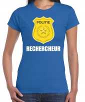 Rechercheur politie embleem carnaval t-shirt blauw dames
