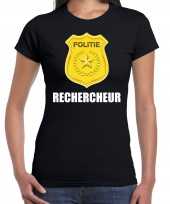 Rechercheur politie embleem carnaval t-shirt zwart dames
