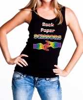 Rock paper scissors gaypride tanktop mouwloos shirt zwart dames