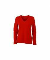 Rode dames cotton stretch shirts ls
