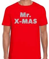 Rode foute kerstshirt t-shirt mr bij mas zilveren letters heren