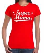Rood cadeaushirt moeders super mama bedrukking