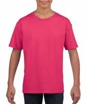 Roze basic t-shirt ronde hals kinderen unisex katoen